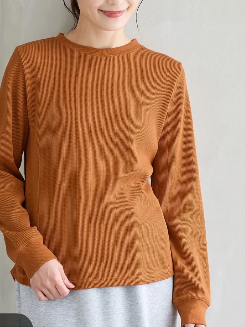 Everlane Waffle Knit Long-Sleeve Top in Rust Orange Women’s Size X-L